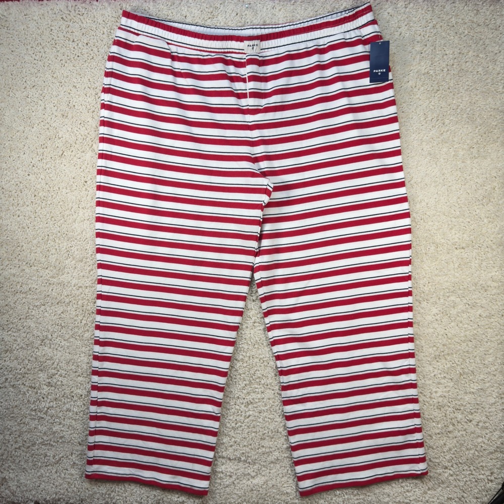 Parke x Target Boxer Pants Womens 2X Red Navy Striped Wide Leg Lounge NWT Cozy